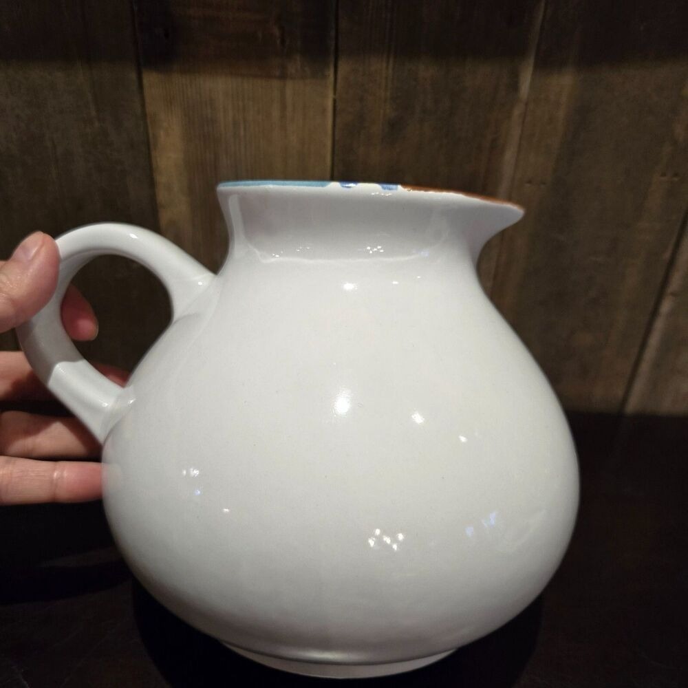 DANSK MESA White 48oz Water Pitcher Vase Portugal Southwestern Turquoise Aztec‎